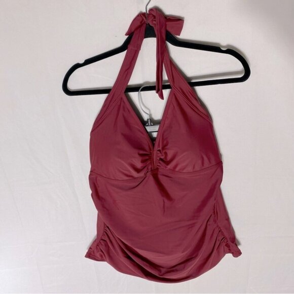 5/$25 Women’s Burgundy Red Halter Style Tankini Top Swim Top XL - Picture 1 of 13